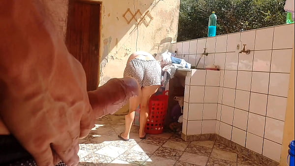 I caught my stepdaughter doing laundry in shorts, I got horny and I liked her super hot pussy