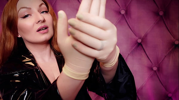 video gratuito - guanti in lattice - guanti da infermiera attillati fetish medici - cappotto in pvc nero