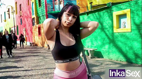 Argentinian brunette Turra is caught on Caminito Street by a dirty stranger